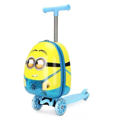 Minions 3-Wheel Scooter Luggage for Kids kick scooter Suitcase with LED Flashing Wheels - Suitable for Toddlers Girls & Boys, Ages 2-7