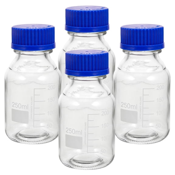 OUNONA  4 Pcs Reagent Bottle with Blue Cap Storage Containers Lab Bottles