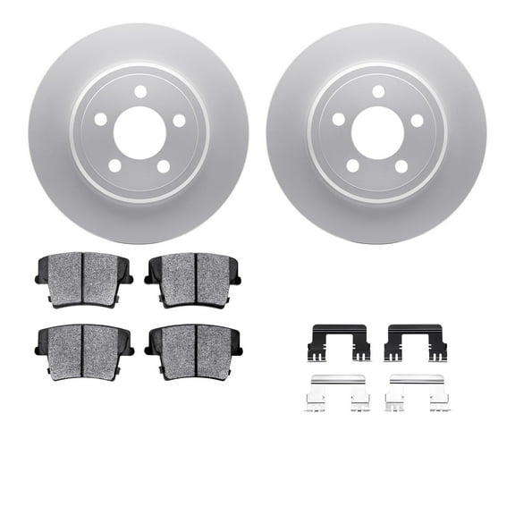 Dynamic Friction Company Rear Geospec Brake Rotors with Heavy Duty Brake Pads includes Hardware 4212-39047