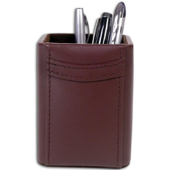 Chocolate Brown Leather Pencil Cup