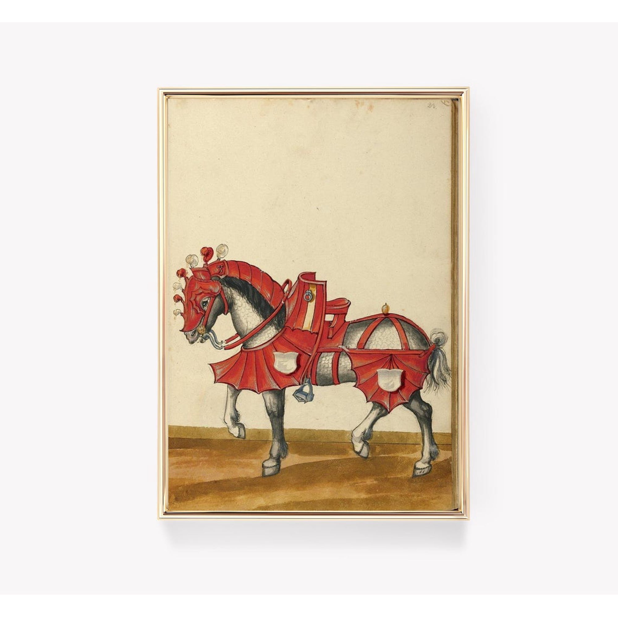 Wolfegg Housebook Horse Armor Wall Art Print Medieval Illustration And Historical Decor