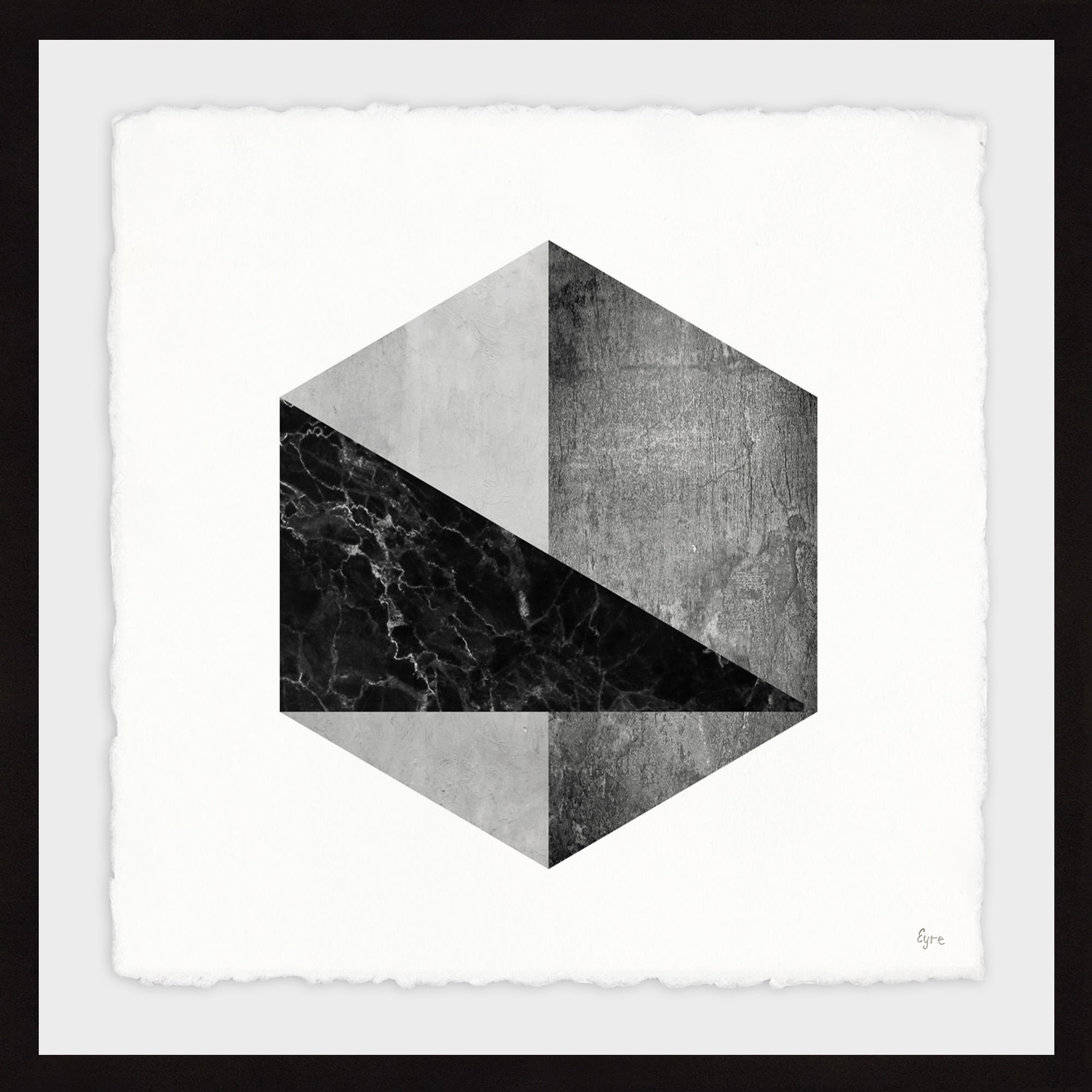 Marble Hexagon Framed Painting Art Print