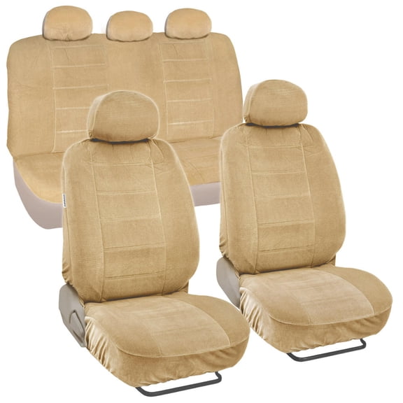 BDK Encore Dotted Cloth Car Seat Covers, 9pc, Front and Rear Full Set, Low Back