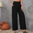 thumbnail image 2 of LLYwey Womens Loose Pants Ladies Loose Casual and Comfortable Solid Color Flower Bud Waist Strap Pants New Full Length Pants Trousers Regular Fitted Black L, 2 of 7