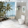 thumbnail image 7 of Creowell Palm Trees Beach Chairs Tropical Shower Curtain Set with Hooks Polyester Fabric Chic Modern Bathroom Decor 69x72, 7 of 7