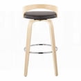 thumbnail image 5 of Set of 2 Contemporary Natural Wood and Brown Faux Leather Barstools with 360-Degree Swivel and Round Chrome Footrest by LumiSource, 5 of 5