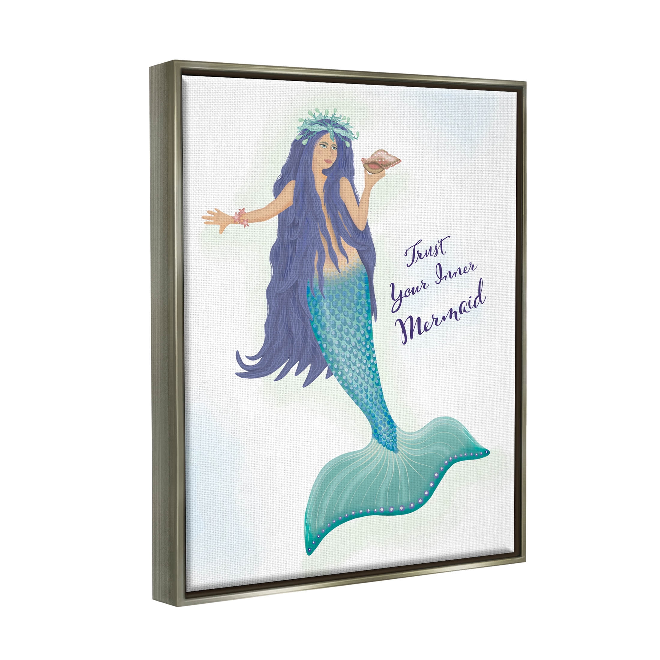 Trust Your Inner Mermaid Phrase Fairy Tales & Fantasy Graphic Art Luster Gray Framed Art Print Wall Art