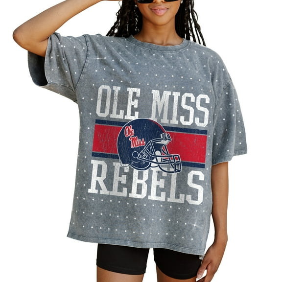 Women's Gameday Couture Gray Ole Miss Rebels On the Ball Oversized T-Shirt