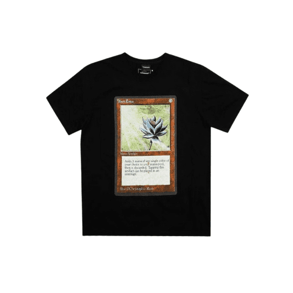 Magic The Gathering Black Lotus Card Adult Black Crew Neck Short Sleeve T-shirt-Medium