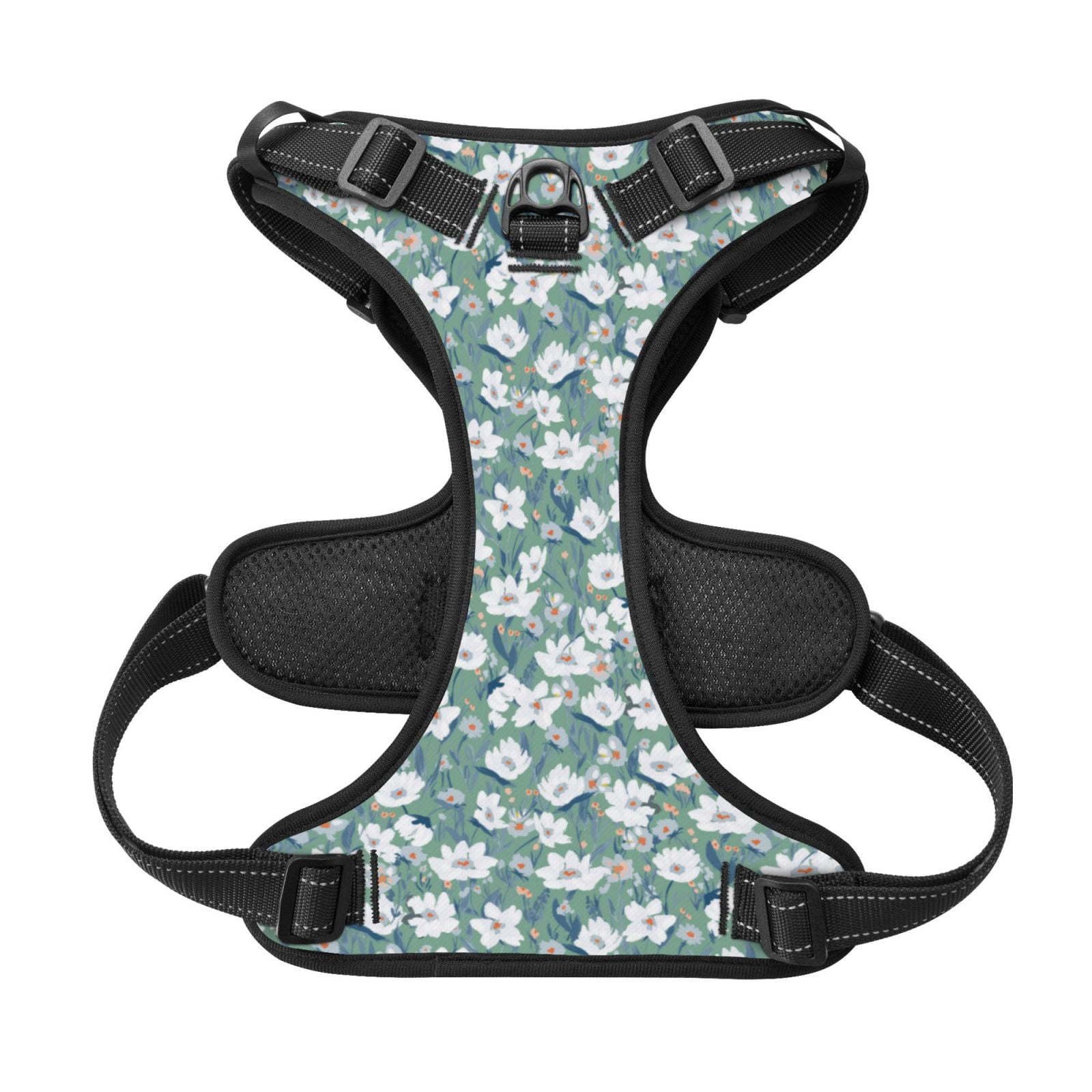 Kdxio Floral Print No Pull Dog Harness Adjustable Reflective Oxford Easy Control Medium Large Dog Harness for Training and Everyday-Small