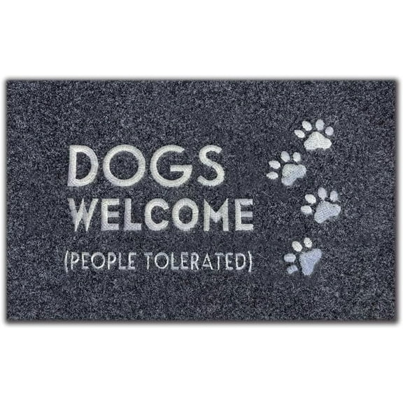 Dogs Welcome People Tolerated Mats for Front Door Entry Front Porch Doormat Non-Slip Carpet Rugs Floor Mat Decorative for Home Bathroom Kitchen Indoor 16x24 Inch