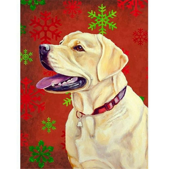 11 x 15 In. Labrador Red And Green Snowflakes Holiday Christmas Flag, Garden Size
