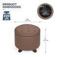 thumbnail image 2 of MoNiBloom Storage Ottoman with Padded Seat, Modern PU Leather Footrest, Round Seat Stool, Brown, 2 of 8