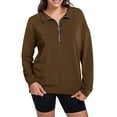 thumbnail image 1 of WILLBEST Hauts d'Automne pour Femmes Mode Féminine Solide Col Rabattu Demi-Fermeture à Glissière Chandail en Molleton Décontracté Ample Ajusté Chandail Manches Longues Chemises d'Entraînement 2326, 1 of 7