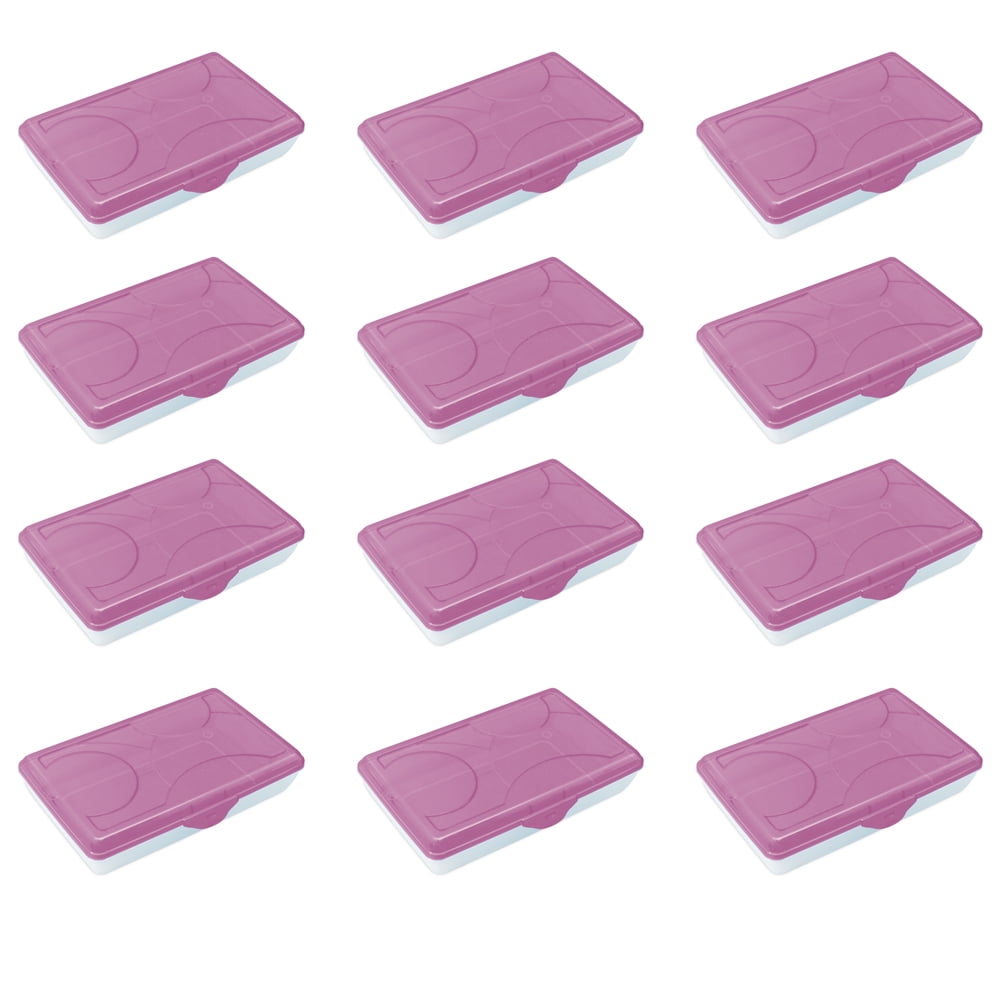 Sterilite Translucent Lid Pencil Case School Supply Storage Box, (12