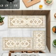 thumbnail image 3 of MeyJey Vintage Kitchen Rug Set, 3 Piece Non-Slip Kitchen Mat Machine Washable Runner Rug for Home Floor and Living Room, Beige/Brown, 3 of 11