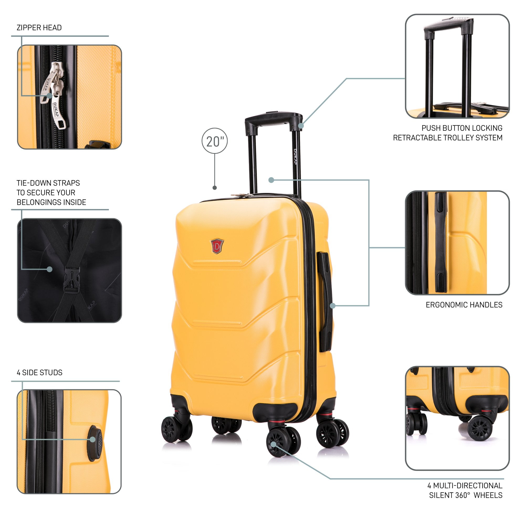 DUKAP Zonix 20" Lightweight Hardside Spinner Carry on Luggage