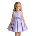 thumbnail image 4 of Dresses for Girls Bow Detail Sleeveless Crewneck Party Evening Dress Elegant Adorable Special Kids Overall Dress Size 100, 4 of 8