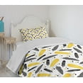 thumbnail image 4 of Ambesonne Feather Quilted Bedspread Set 2 Pcs, Bohemian Exotic Plumage, Twin Size, Grey Yellow, 4 of 6