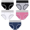 thumbnail image 1 of Paquete de 5 ropa interior de algodón de cintura alta de talla grande para chicas gordas., 1 of 6