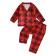thumbnail image 1 of Pijamas navideños para niños, niñas y niños, con estampado de Papá Noel y cuadros, camisas de manga larga, pantalones, ropa de estar por casa, ropa de dormir, 1 a 5 años, 1 of 5