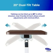 Invacare Adjustable & Tilting Table Bed - Height Adjustable Bedside Table w/ Wheels & L-Shaped Base