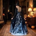 thumbnail image 5 of Witch Dress for Women Halloween Long Sleeve Lace V Neck Vintage Gothic Maxi Dress Allover Halloween Print Haunted House A Line Party Dress, 5 of 6