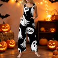 thumbnail image 2 of HAJWOH Halloween Women’s Sleeveless Loose Fit Jumpsuit With Halloween Print Wide Leg Overalls Casual Style(Black,2XL), 2 of 6