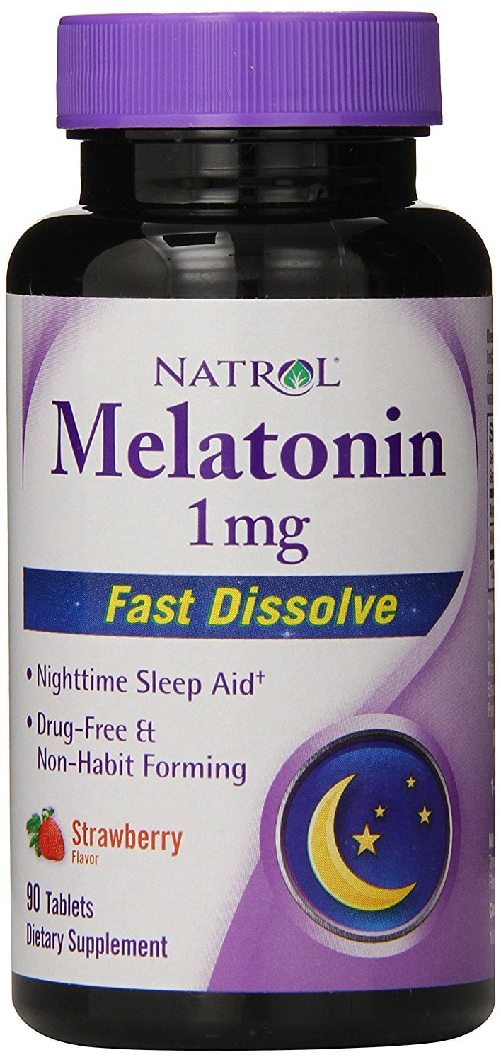 Natrol Melatonin Fast Dissolve Strawberry Tablets, 1mg, 90 count ...