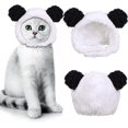 thumbnail image 2 of Lindo disfraz de gato, gorro cálido de oso para gato, gorro ajustable suave y pequeño para mascotas, gorro de oso para gato, cachorro, perro (blanco y negro), 2 of 4