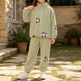 thumbnail image 6 of Amidoa Girls 2 Piece Outfits Fall Winter Clothes Print Fleece Zip Jacket and Casual Pants Kids Clothing Sets Green Size 7-8 Years, 6 of 6