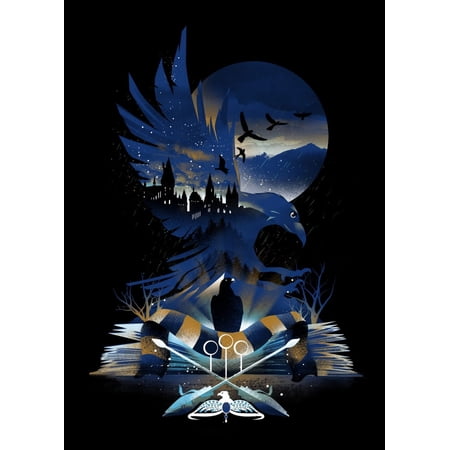 Book Of Ravenclaw 2 - Illusion Negative Space – Poster - Poster Print - Wooden Hanging Scroll Frame 11 x 17 Inch Poster