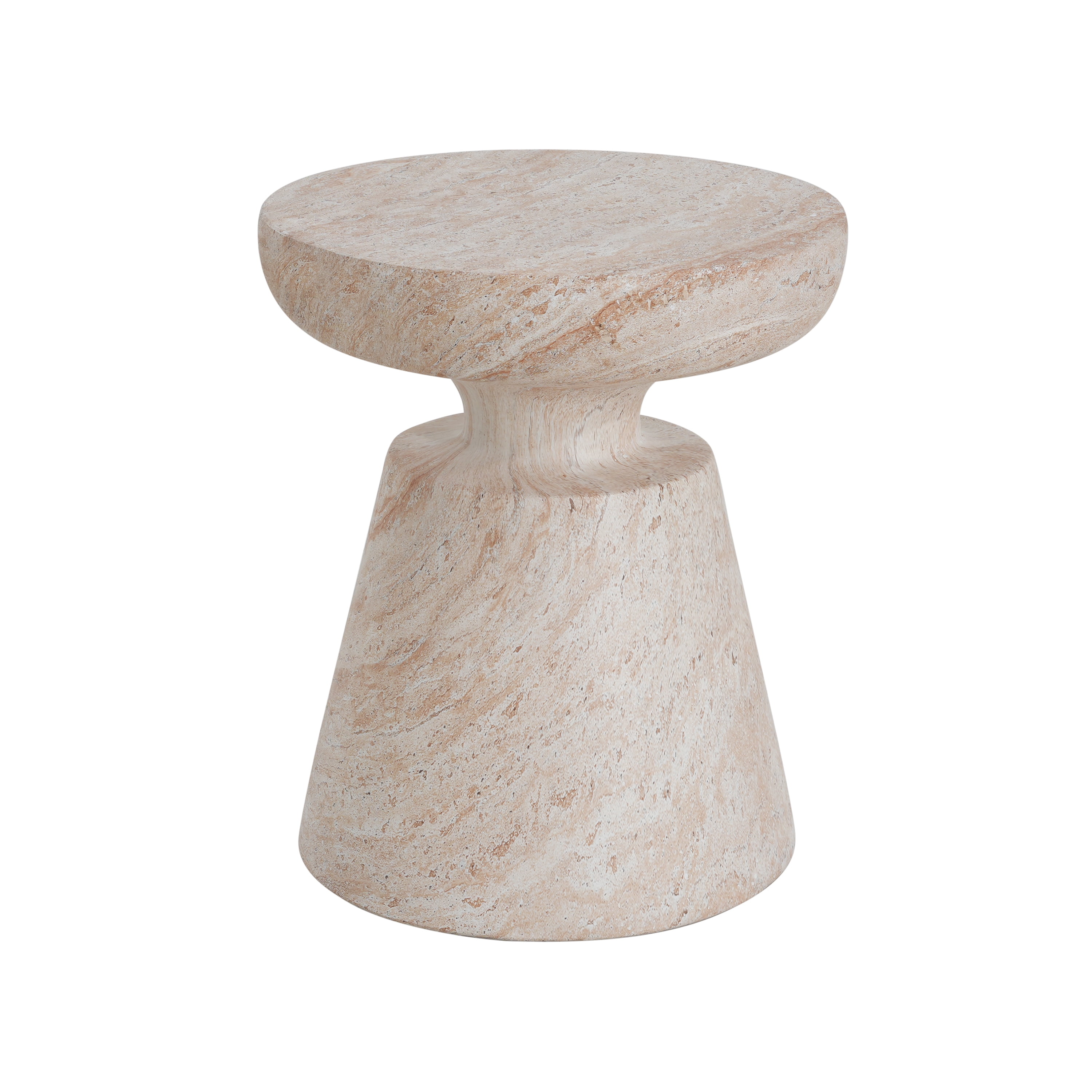 Side Table, Outdoor Indoor Lightweight Concrete Table for Patio Balcony Garden, Travertine Finish