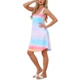 thumbnail image 4 of INSPIRE CHIC Womens Nightgown Sleeveless Sleepwear Printed Scoopneck Nightshirts Tank Wide Strap Sleep Dress with Pockets S Tie-Dye Pink, 4 of 6