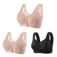 thumbnail image 2 of NSLGXD 3PC Daisy Bras for Older Women,Front Closure Bras for Women,No Underwire Plus Size Full Coverage Push Up Everyday Bras, 2 of 5