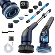 Electric Spin Scrubber with LCD Display, Cordless Cleaning Scrubber for Home, Upgraded 70W High-Power Motor, IPX7 Waterproof Dual Speed Power Scrubber, 7 Brush Heads, Extendable Long Handle