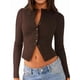 thumbnail image 4 of Blusas de Larga para Mujer, Cárdigan Ligero de Otoño, Camisetas para Salir, Blusas Acanaladas con Botones, Lindas y A Café XL, 4 of 10