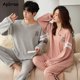thumbnail image 4 of Conjunto de pijama de algodón para parejas, ropa de dormir de manga larga con cuello redondo y pantalones largos, para otoño e invierno, novedad, 4 of 4