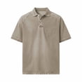 thumbnail image 4 of DayScoop Plus Size T-Shirt for Men Casual T Shirt Summer Fashion Solid Color Button Open Close Vintage Short Sleeve Lapel Tops Tees, 4 of 6