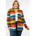thumbnail image 2 of Eloges Women's Multi Color Stripe Elbow Patch Open Cardigan, 2 of 12