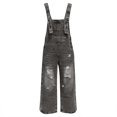 thumbnail image 4 of QHFBli Womens Juniors Denim Stretch Overalls Adjustable Strap Ripped Distressed Jumpsuit Skinny Fit Jeans Pants, 4 of 6