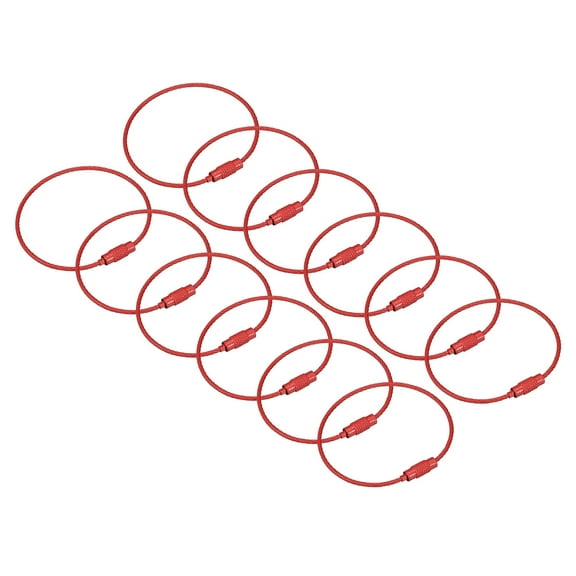 Uxcell 12Pack Cable Key Rings, 6-inch(155mm) Wire Keychain Twist Loops, Red