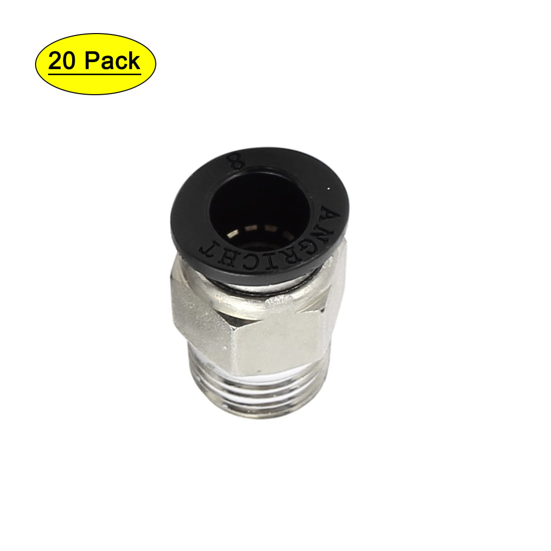 20Pcs 8mm Dia 4 Ways Hose Pneumatic Air Quick Fitting Push In Connector Black 