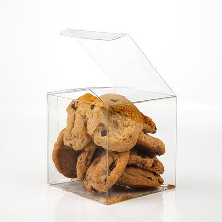 Signature Cookie Gift Box - ClearBags 3 x 3 x 3 Clear Cupcake Boxes | High Density PET Party Favor Boxes | Perfect for Cupcakes, Gifts, and More | Favor Boxes for Weddings and Parties | FDA Approved | PLB58 (Pack of 25)