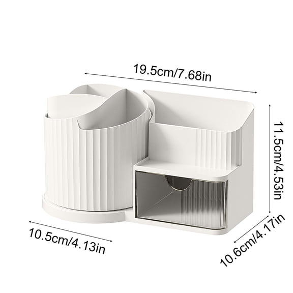 Rkxzt Plastic Storage Box,Rotating Desk Organizer Pen Pencil Makeup Storage Box with Multi Compartments Pink White Yellow 7.7x4.5x4.2",Storage
