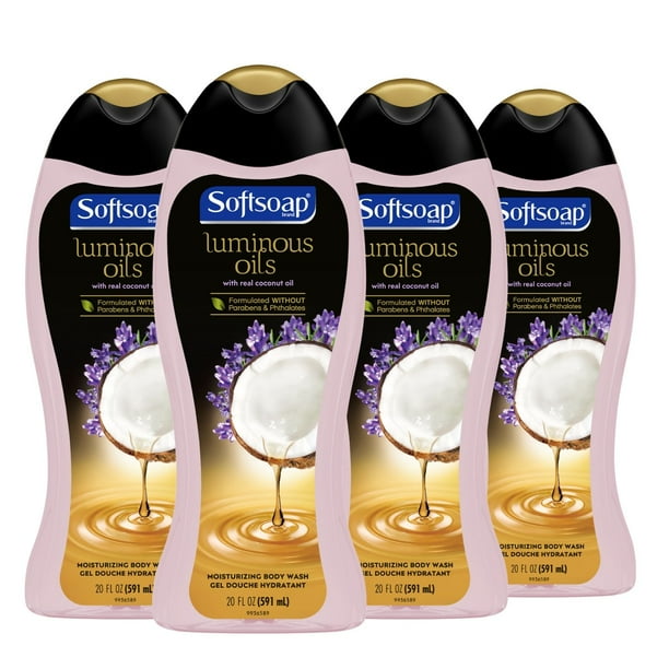 (4 pack) Softsoap Moisturizing Body Wash, Luminous Oils Coconut Oil & Lavender 20 oz Walmart