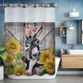 thumbnail image 6 of No Hook Shower Curtains with Snap-in Liner Set, Farmhouse Waterproof Hotel Style Bathroom Shower Curtain, Vintage Sunflowers Animals Printed Wood Grain Breathable Mesh Top Bath Curtains 60''x72'', 6 of 9