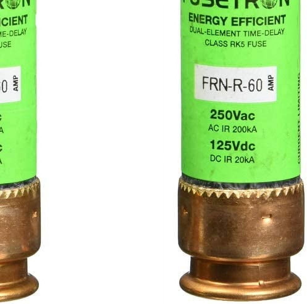 Bussmann BP/FRN-R-60 60 Amp Fusetron Dual Element Time-Delay Current Limiting Class RK5 Fuse, 250V Carded UL Listed, 2-Pack