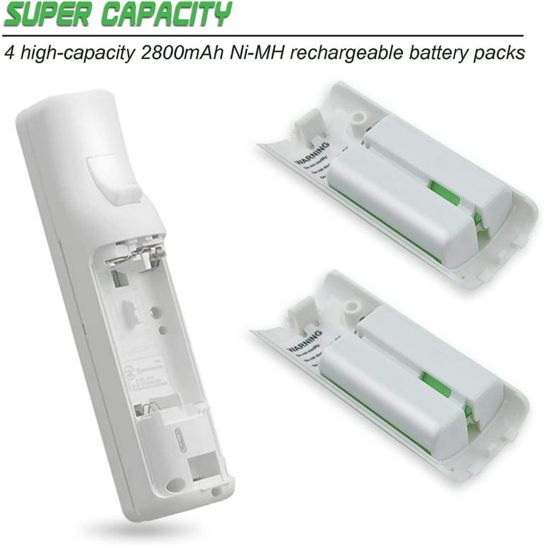 4 Pack 2800mAh Rechargeable Batteries for Wii/Wii U Remote Controller  (White)