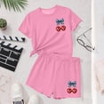 thumbnail image 5 of BFHHYA Girls 4th of July Sets 2-Piece Outfit Cherry Print Short Sleeve Top Loose Shorts Tween Casual Summer Set Size 3-15 Years, 5 of 5